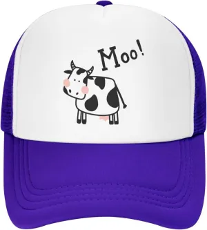 Mesh Dad Hat Adjustable Washed Cute Cow Moo Baseball Dad Cap Funny Distressed Ball Trucker Cap for Women Men