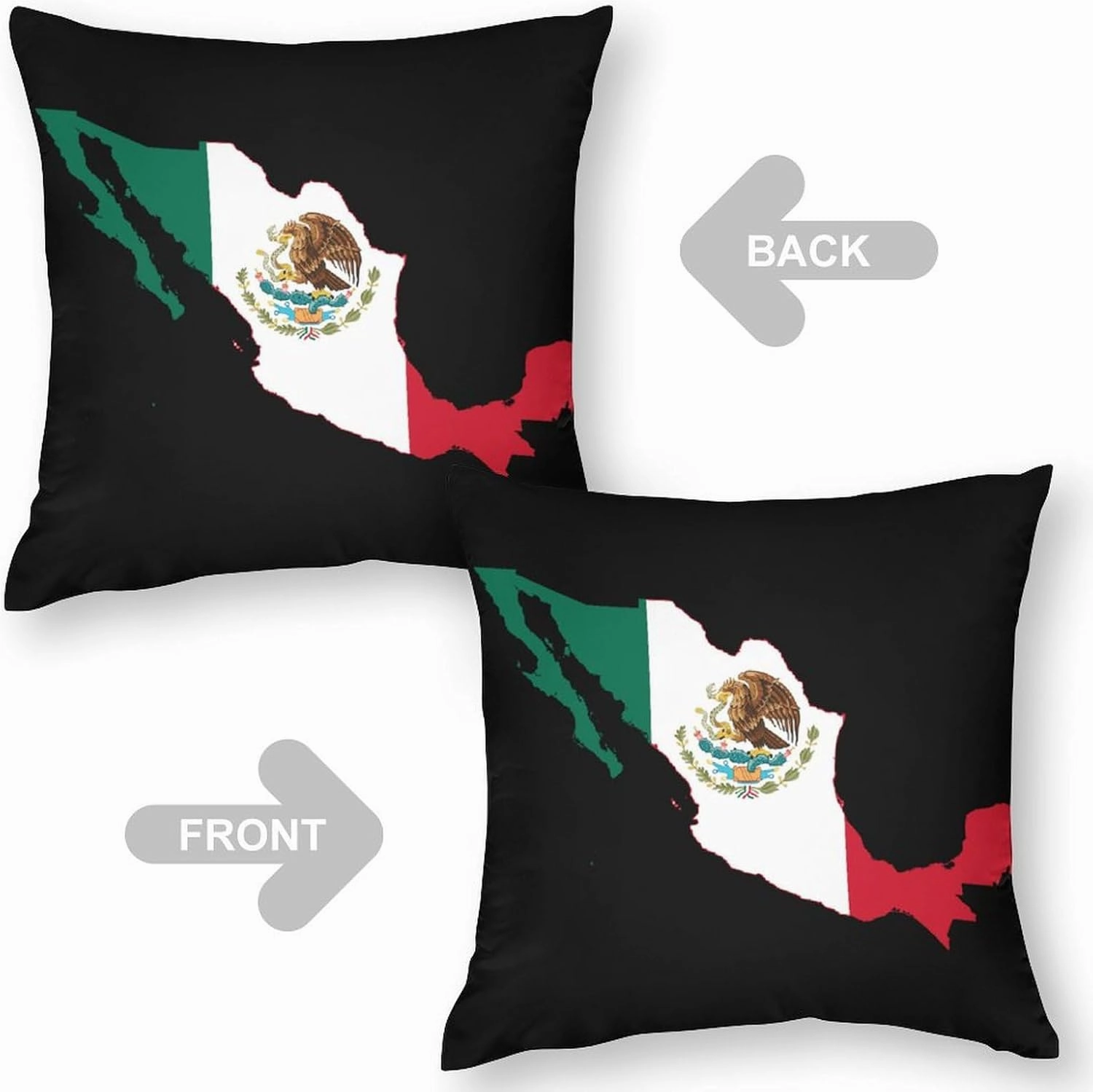 Mexico Flag Map Throw Pillow Covers Square Cushion Case Printed Decorative for Couch Sofa Car Living Room