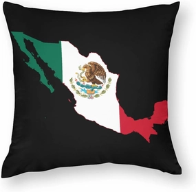 Mexico Flag Map Throw Pillow Covers Square Cushion Case Printed Decorative for Couch Sofa Car Living Room