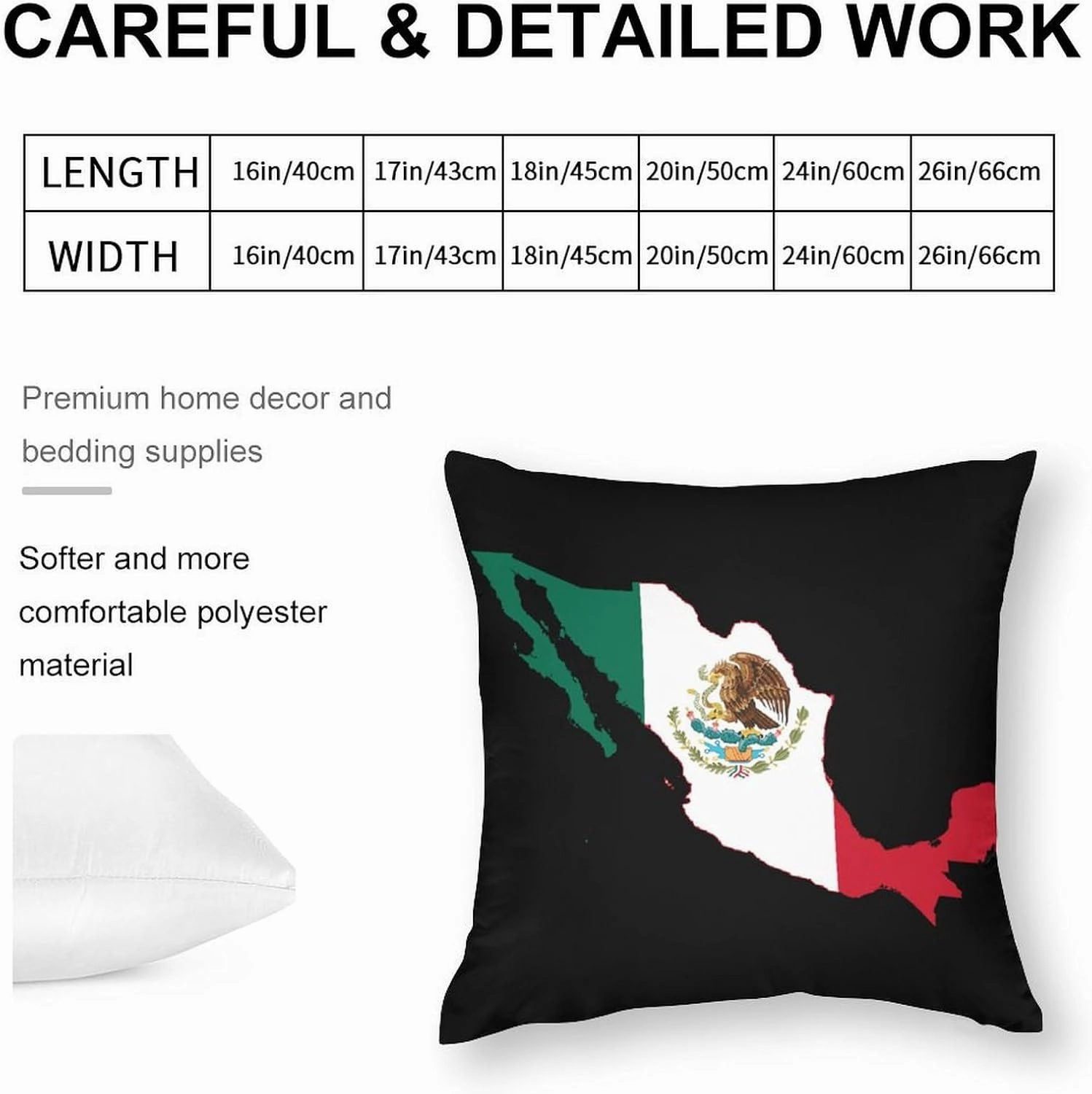 Mexico Flag Map Throw Pillow Covers Square Cushion Case Printed Decorative for Couch Sofa Car Living Room