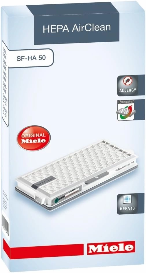 Miele Original SF-HA 50 HEPA AirClean Filter with TimeStrip for Miele Complete C2/C3, Compact C1/C2 Vacuum Cleaners, Pack of 1 - 9616280