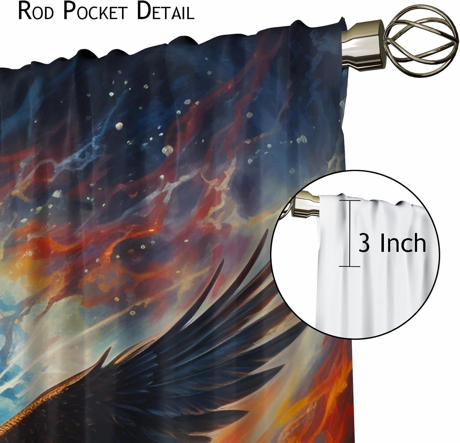 Mighty Eagle Small Curtains, Magic Colorful Natural Animals Eagle Small Window Treatment Rod Pocket Curtains for Kitchen Bathroom Wardrobe Basement Curtains 28 x 36in X 2 Panels
