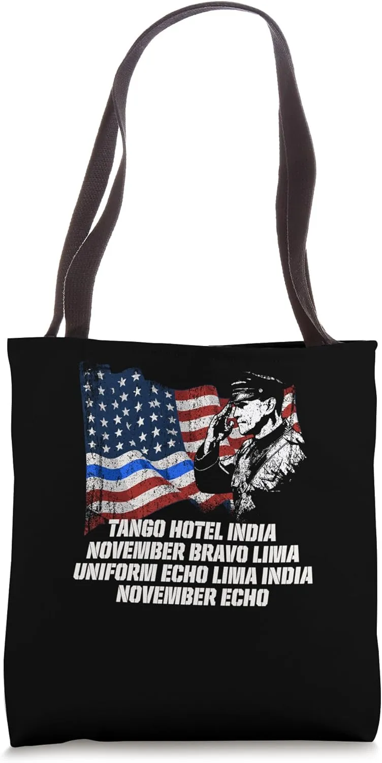 Military Alphabet Police Officer Patriotic Policeman Tote Bag