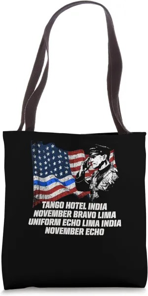 Military Alphabet Police Officer Patriotic Policeman Tote Bag