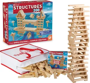 MindWare KEVA Structures 600 Planks - Free-Form 3D Building kit for Kids - Create Your own Architecture Designs with Simple Wood Blocks