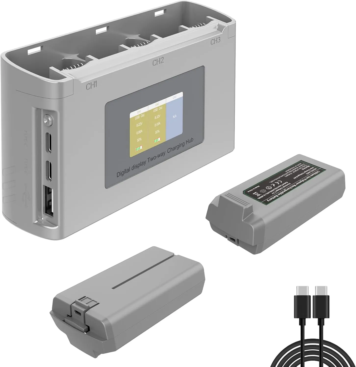 Mini 4K/Mini 2 Battery 2Pack with Charging Station, Intelligent Batteries for DJI Mini SE with Display Two-Way Charging Hub, 2400mAh 7.7V 31Mins Flight Time Rechargeable Battery