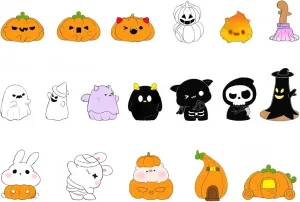 Mini Animal Figures 18 Pack Halloween Transparent Ghost Witch Death Pumpkin DIY Crystal Ball Accessories