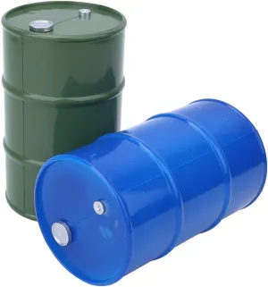 Mini Oil Barrel, 2PCS Simulation Metal Mini Oil Drum Gas Container Simulation Mini Fuel Fit for 1/10 RC Crawler (Blue Green)
