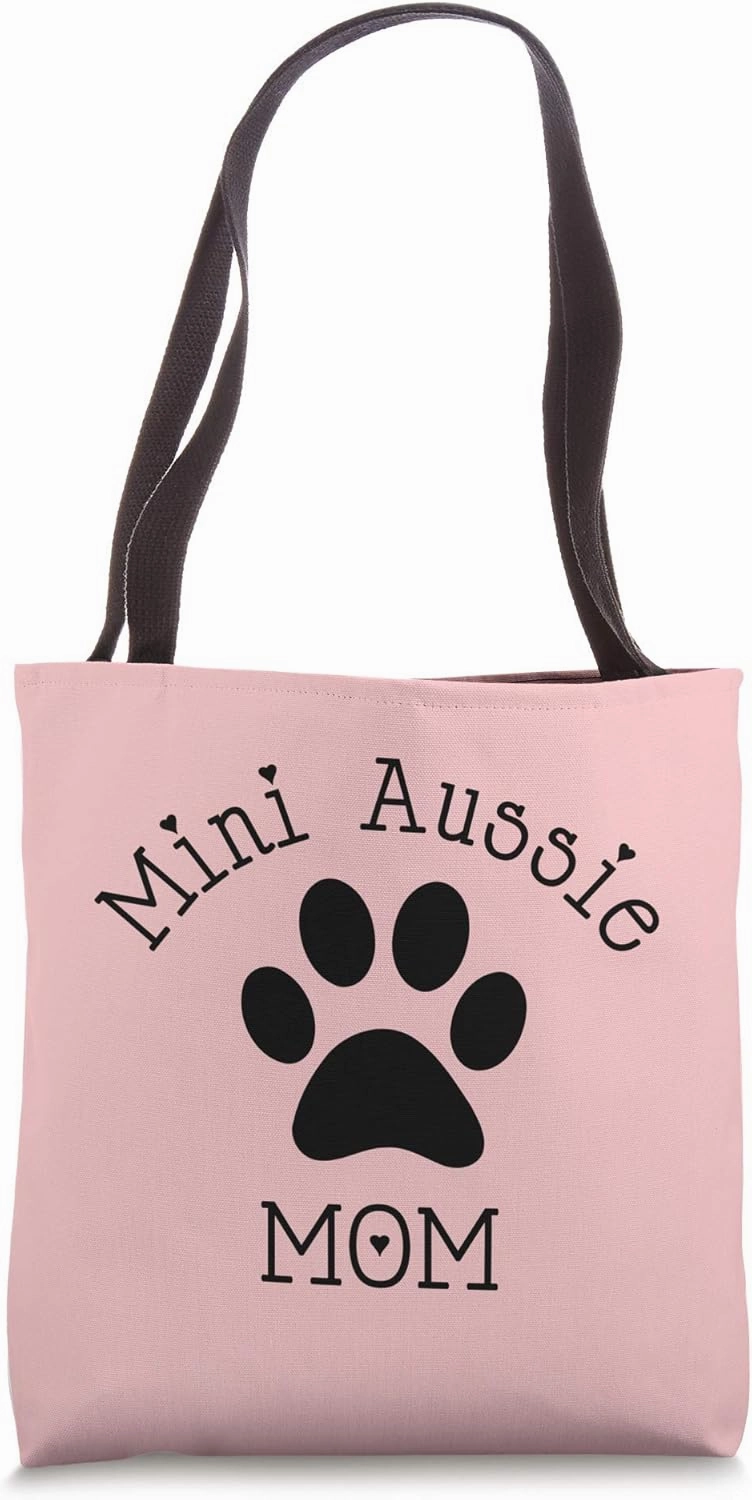 Mini Aussie Mom Black Paw Australian Shepherd Dog Owner Tote Bag