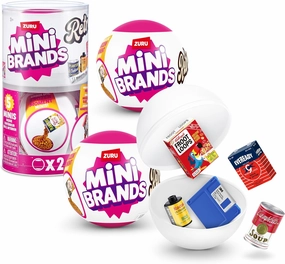 Mini Brands Retro 2 Pack Capsule with 60  Mystery Mini's to Collect, Real Licenses, Rare Collectibles, Blind Pack, Ages 3 