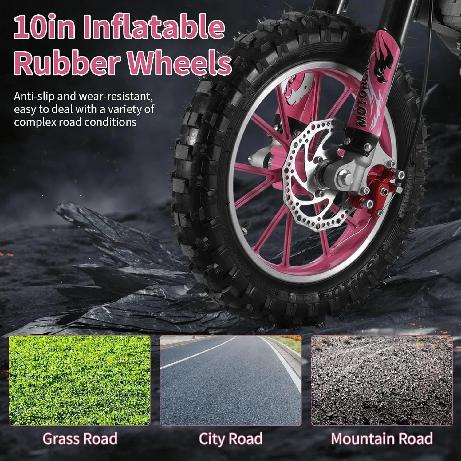 Mini Dirt Bike Pit Bike, Gas Power Mini Bikes Trail Bikes, Kids Motorcycle with Off Road Tires, Gas Motorbike with Front Rear Disc Brakes, Gift for Boys Girls 6-12 Years Old Pink
