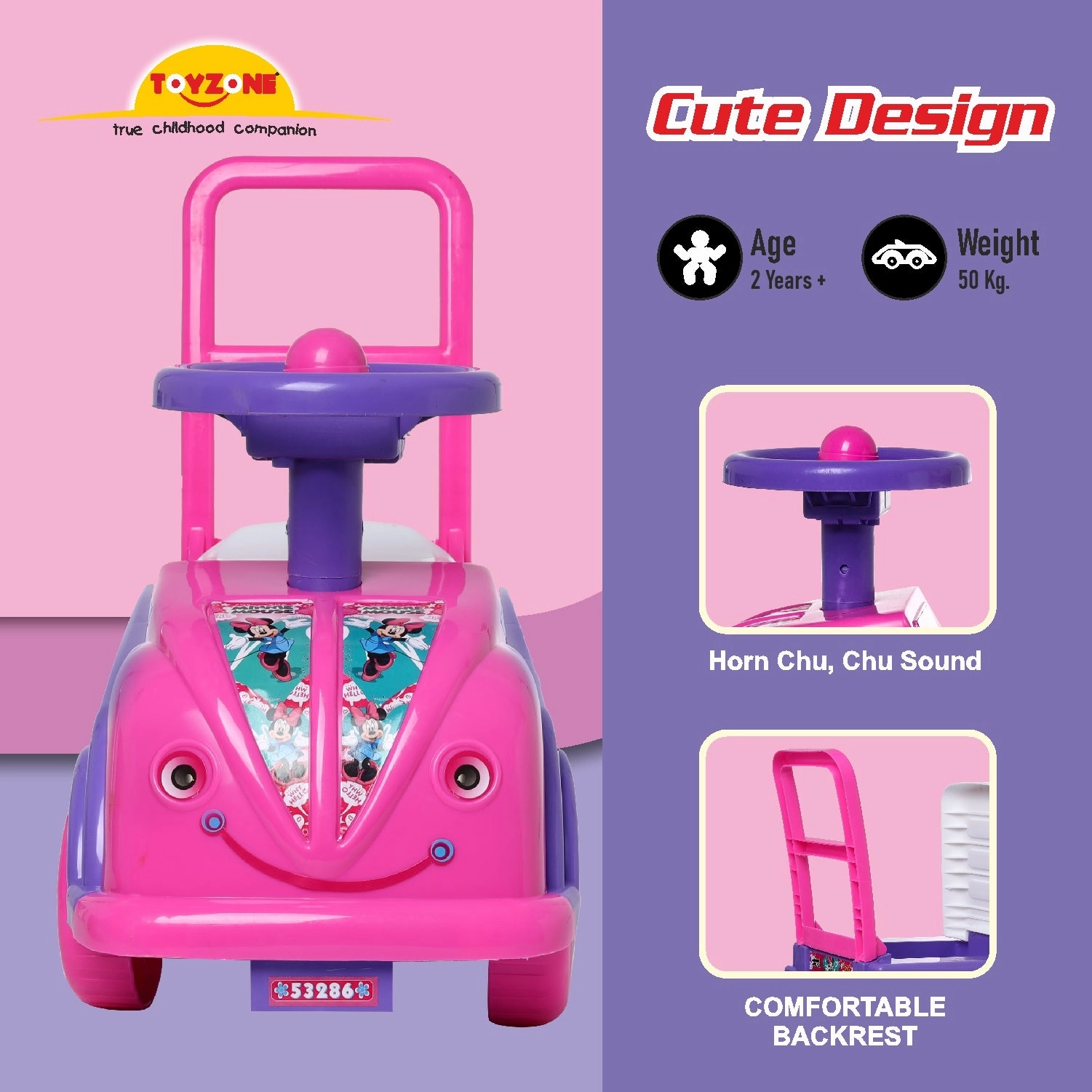 Mini Mouse Mini Ride On | Push Ride-on | Push Car with Storage | Ride-On Car with Backrest | Ride On for Toddlers | For Kids 3  years