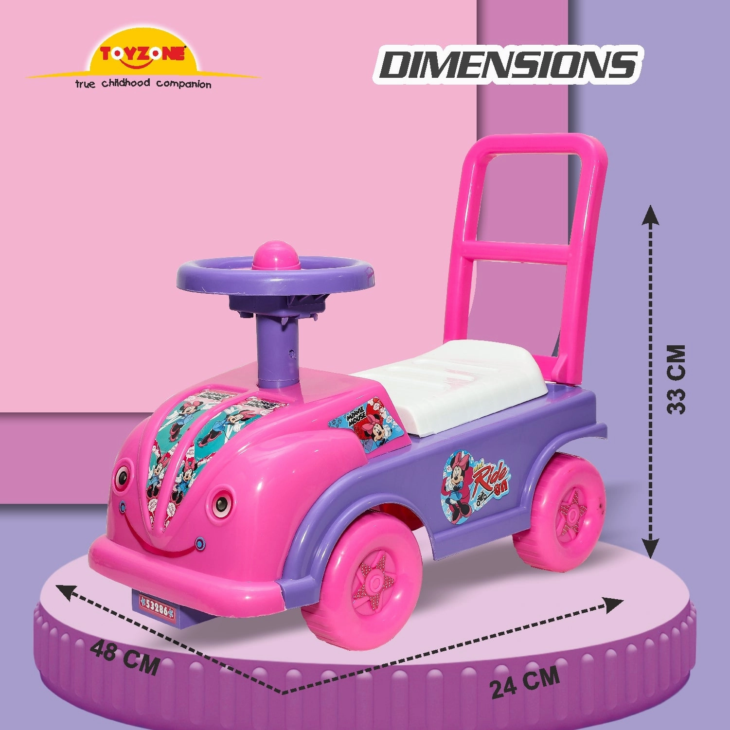Mini Mouse Mini Ride On | Push Ride-on | Push Car with Storage | Ride-On Car with Backrest | Ride On for Toddlers | For Kids 3  years