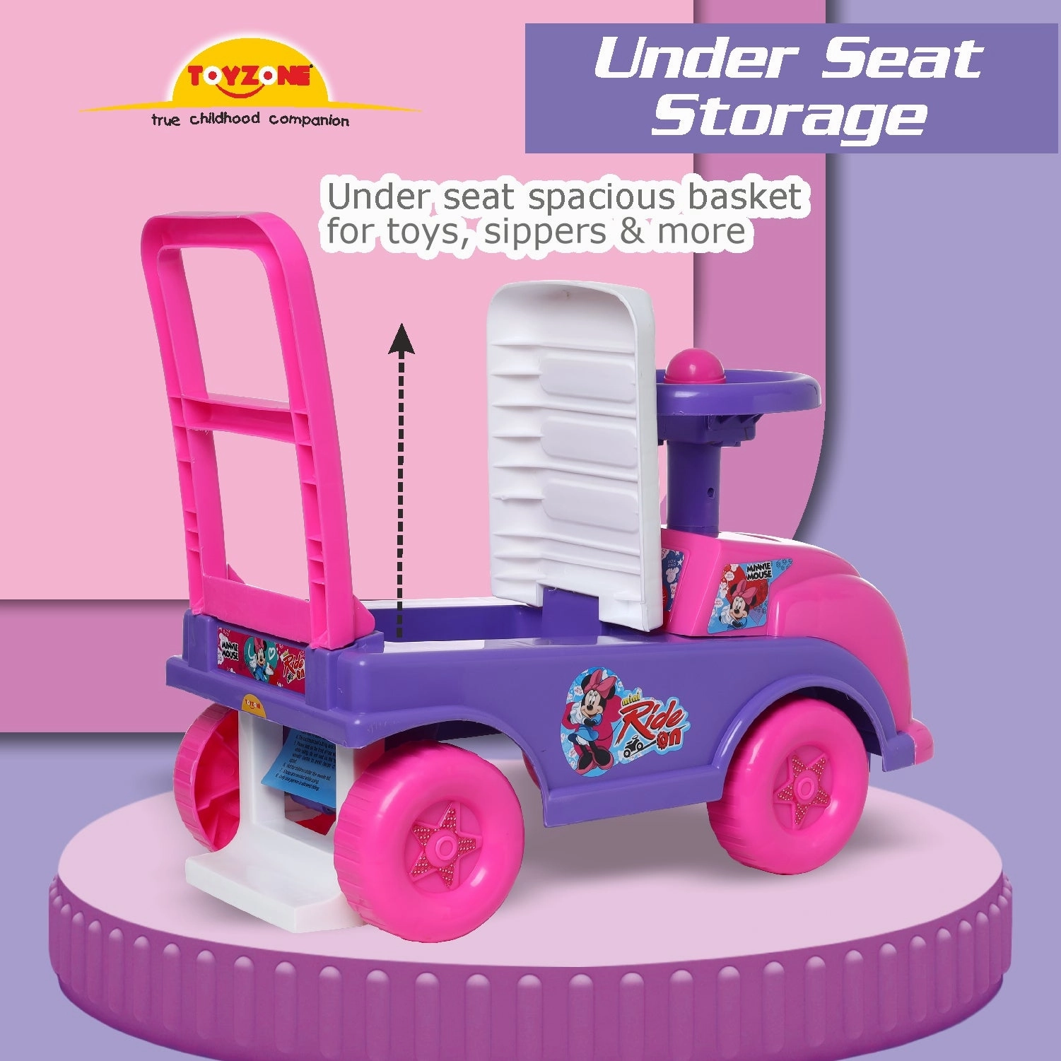 Mini Mouse Mini Ride On | Push Ride-on | Push Car with Storage | Ride-On Car with Backrest | Ride On for Toddlers | For Kids 3  years