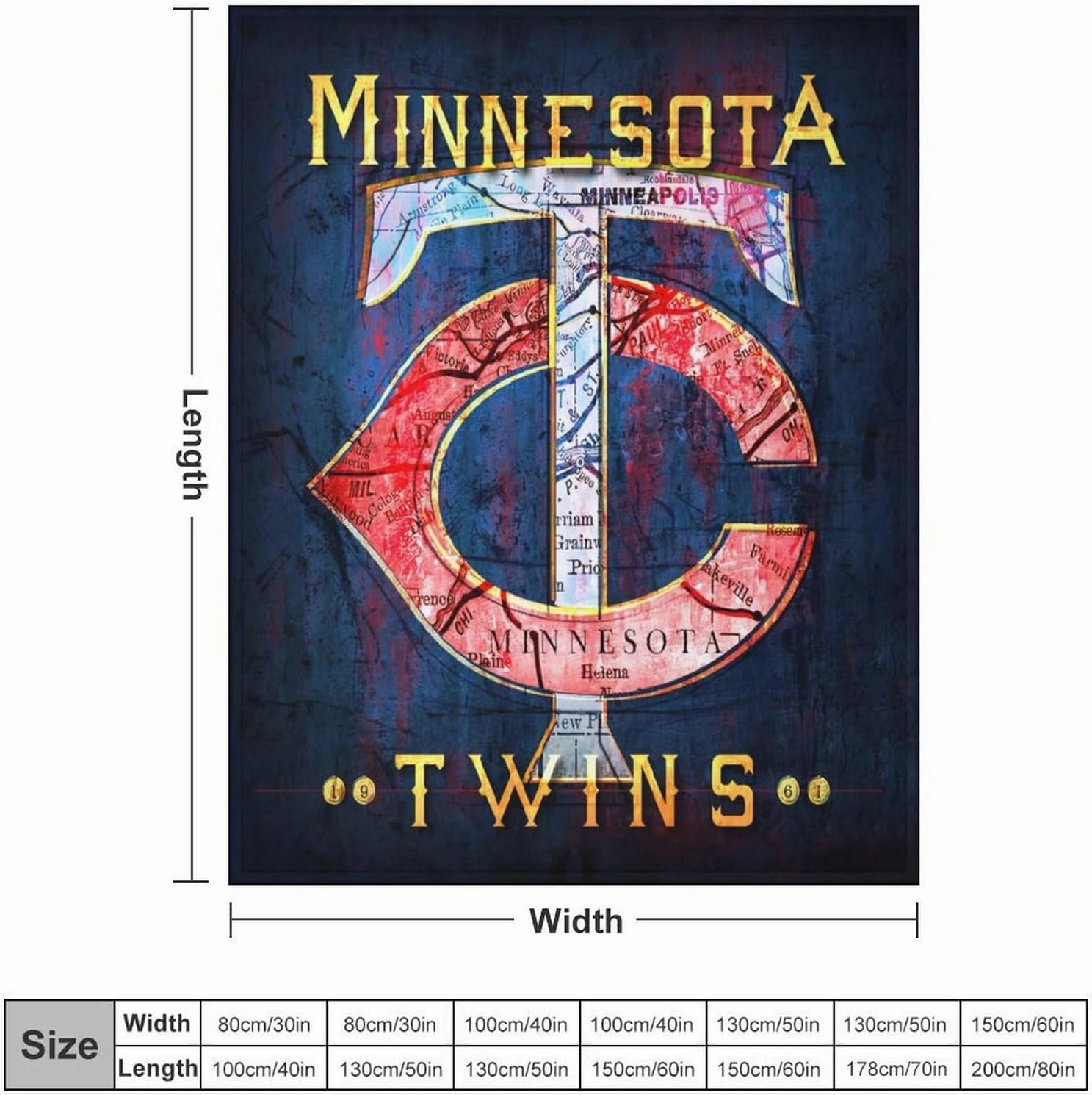 Minnesota City Baseball Blanket Soft Flannel Lightweight Outdoor Travel Blanket Living Room Bedroom Sofa Decoration Baseball Fan Gift 50x60 Inch
