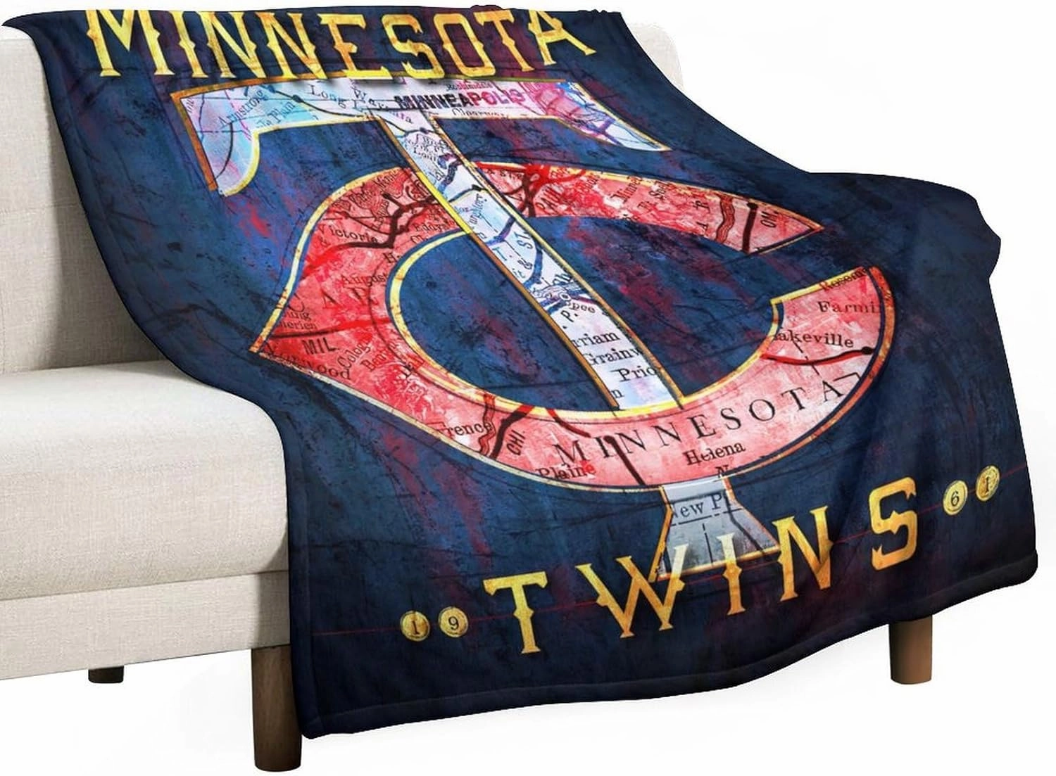 Minnesota City Baseball Blanket Soft Flannel Lightweight Outdoor Travel Blanket Living Room Bedroom Sofa Decoration Baseball Fan Gift 50x60 Inch