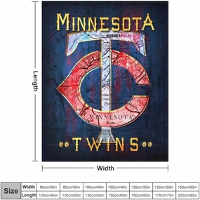 Minnesota City Baseball Blanket Soft Flannel Lightweight Outdoor Travel Blanket Living Room Bedroom Sofa Decoration Baseball Fan Gift 50x60 Inch