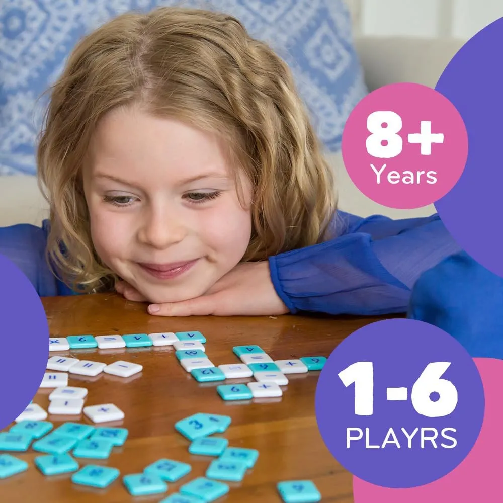 Mobi Educational Math Game - Addition, Subtraction, Multiplication and Division in a Crossword Grid, Numerical Function Tiles, Learning Math Games Kids - for Children Ages 8 