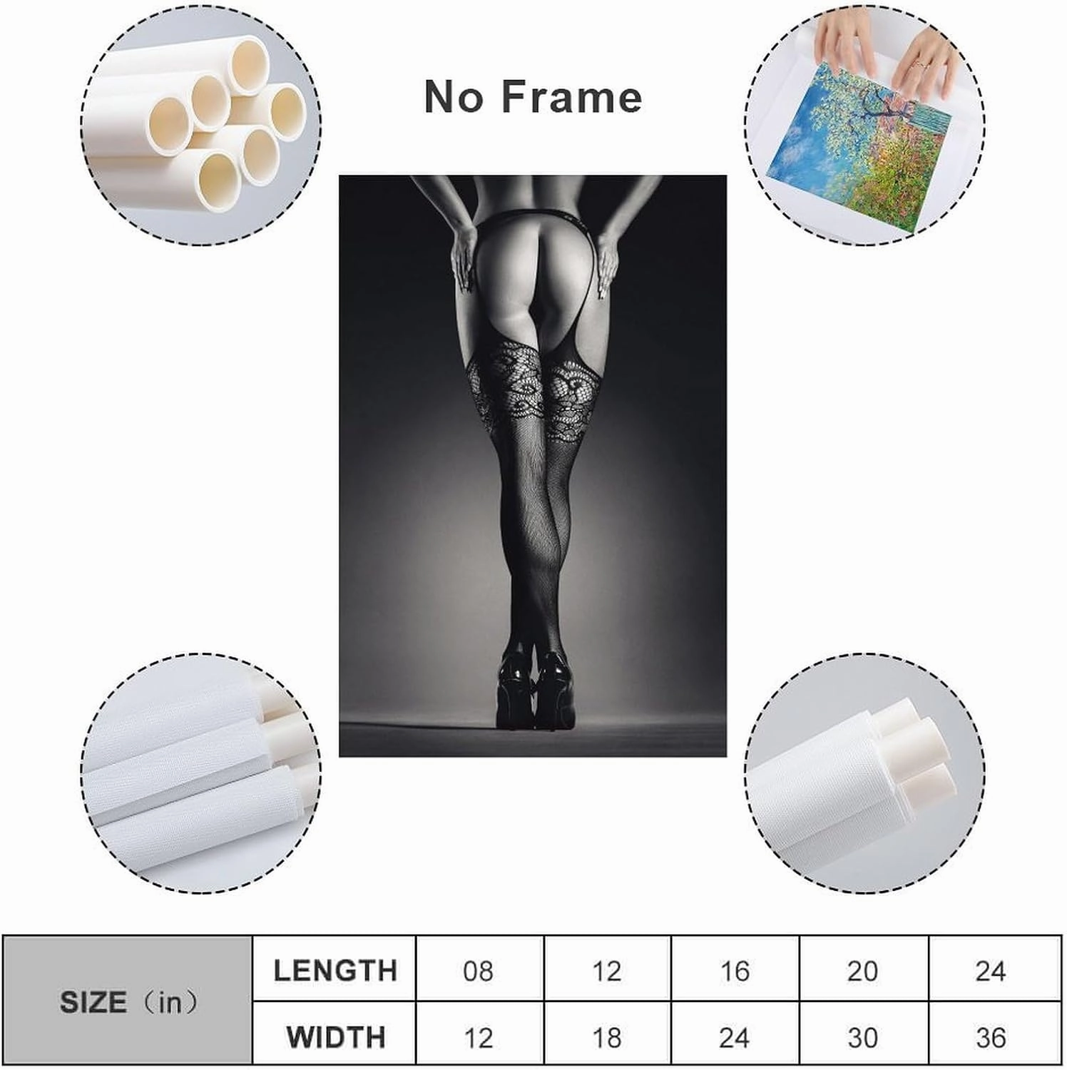 Modern Abstract Woman Sexy High Heels Legs Fishnet Stockings Canvas Wall Art Posters For Room Aesthetic And Decor Poster For Bedroom Bathroom Living Room Office Kitchen Decor 12x18inch(30x45cm)Unframe