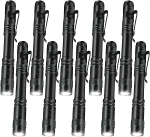 MODOAO Mini Small LED Handheld Pen Flashlights, Clip Led Pen Pocket Light Torch, Compact, Durable, Rechargeable, Waterproof, 10 Pack