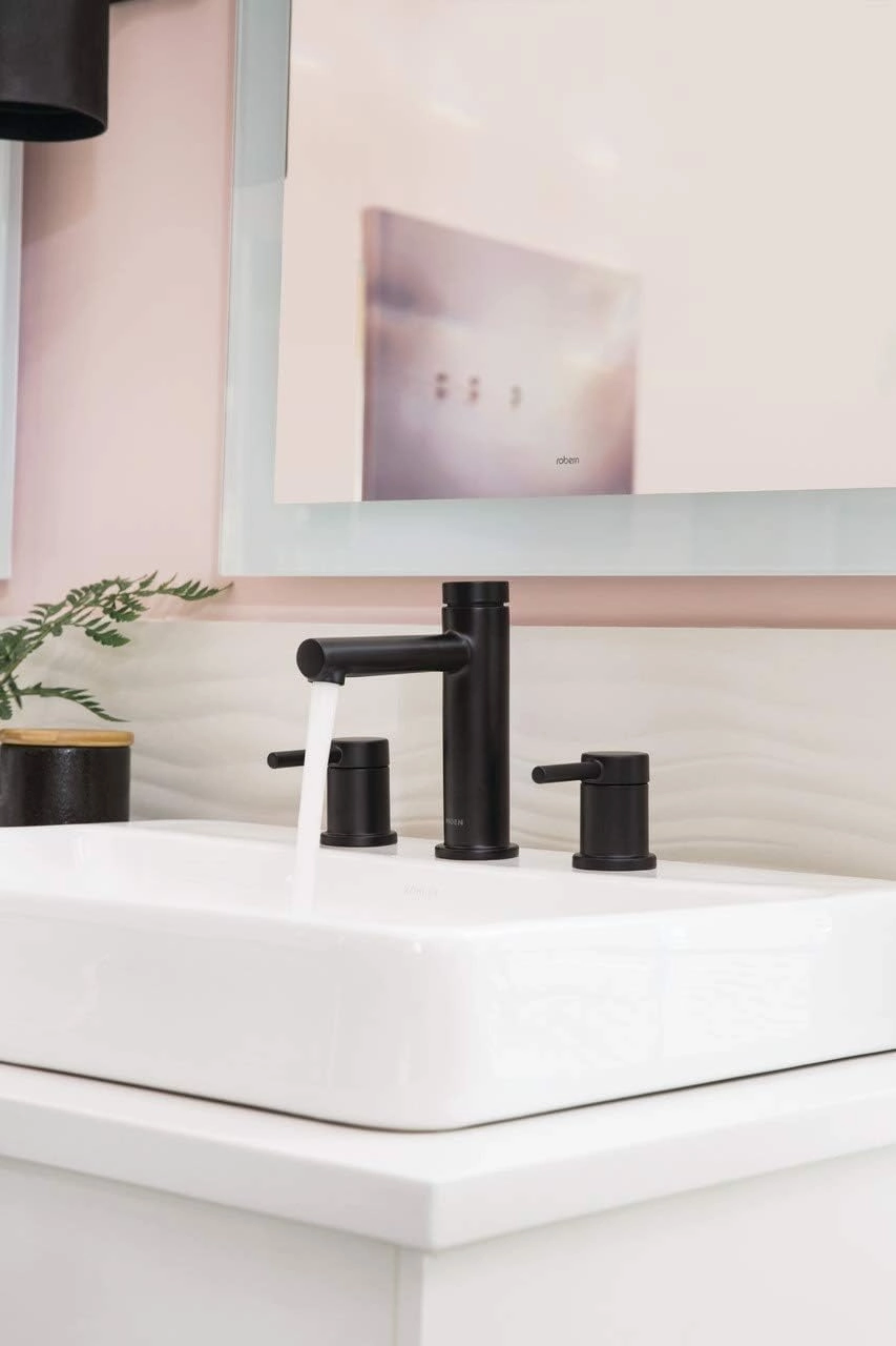 Moen Align Brushed Gold Two-Handle Three-Hole Modern Widespread Bathroom Faucet Trim Kit, Valve Required, T6193BG