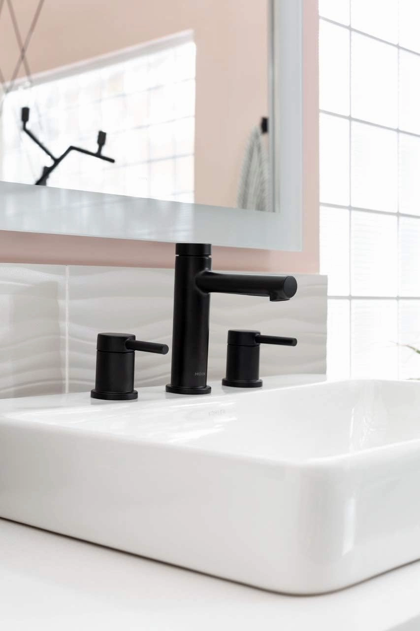 Moen Align Brushed Gold Two-Handle Three-Hole Modern Widespread Bathroom Faucet Trim Kit, Valve Required, T6193BG