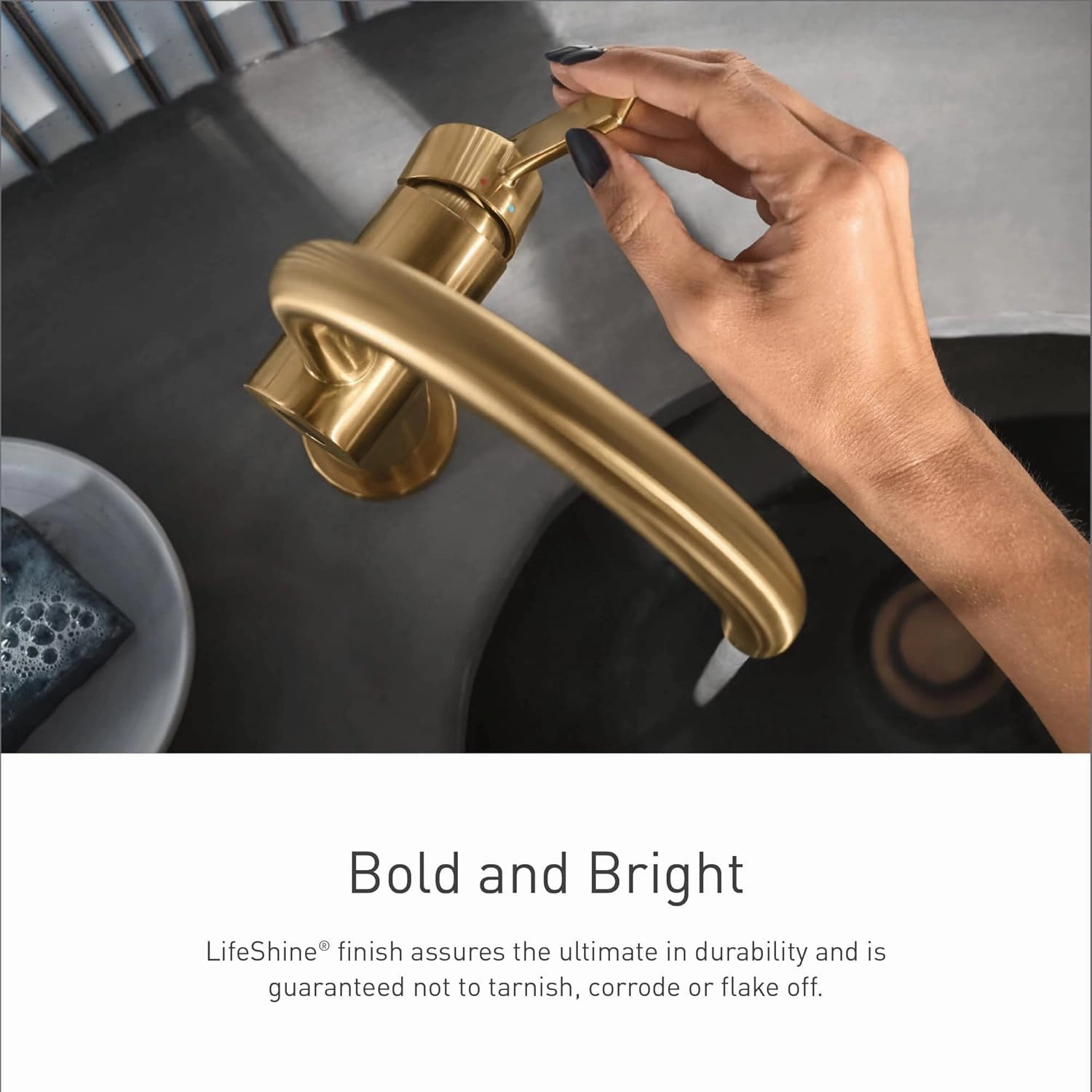 Moen Brushed Gold Cia Widespread 2-Handle High-Arc Bathroom Faucet , 3-Hole Bathroom Sink Faucet, Valve Required, T6222BG
