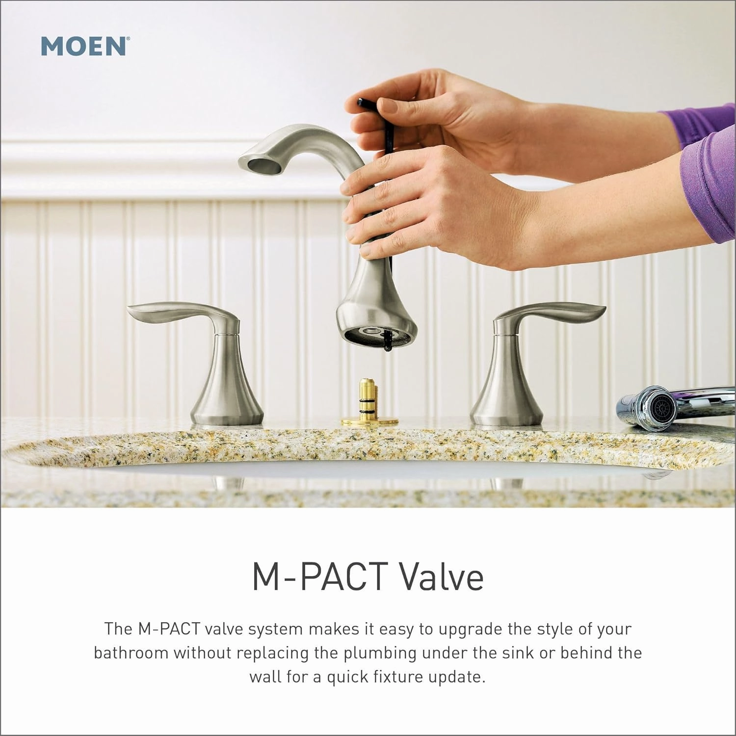 Moen Dartmoor Brushed Nickel Two-Handle High Arc Widespread Bathroom Sink Faucet for 3-Hole Setups with Valve Included, TV6805BN