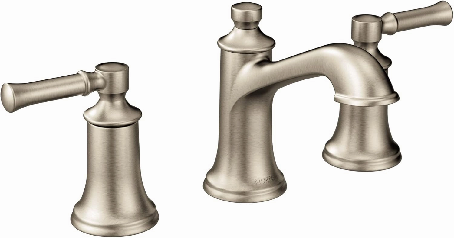 Moen Dartmoor Brushed Nickel Two-Handle High Arc Widespread Bathroom Sink Faucet for 3-Hole Setups with Valve Included, TV6805BN