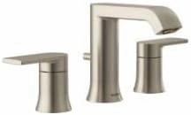 Moen Genta LX Brushed Nickel Two-Handle Three-Hole Widespread Modern Bathroom Sink Faucet with Drain Assembly, (Valve Required), T6708BN