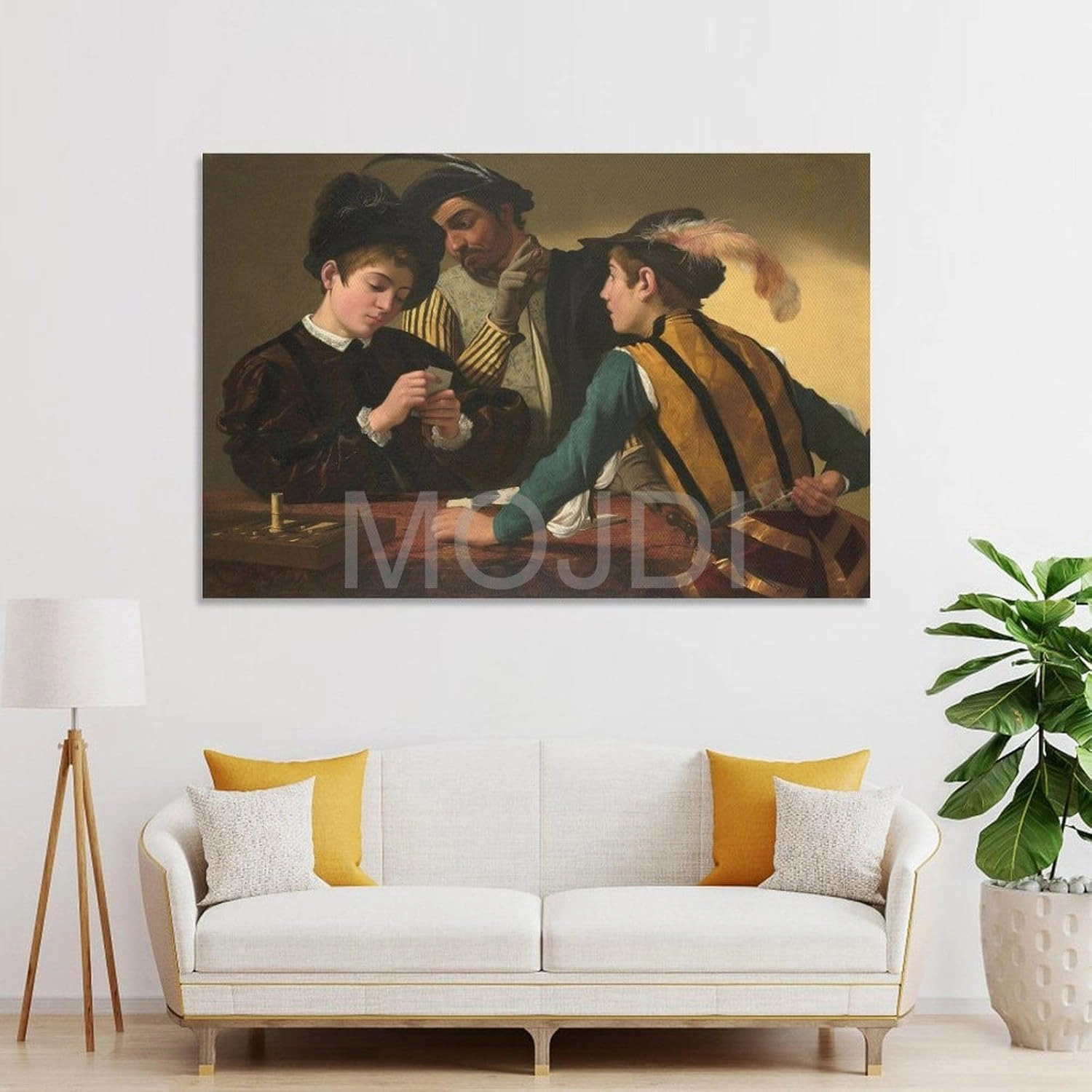 MOJDI Cardsharps by Caravaggio Canvas Painting Wall Art Poster for Bedroom Living Room Decor 08x12inch(20x30cm) Unframe-style