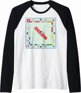 Monopoly Vintage Classic Board Game Color Logo Raglan Baseball Tee
