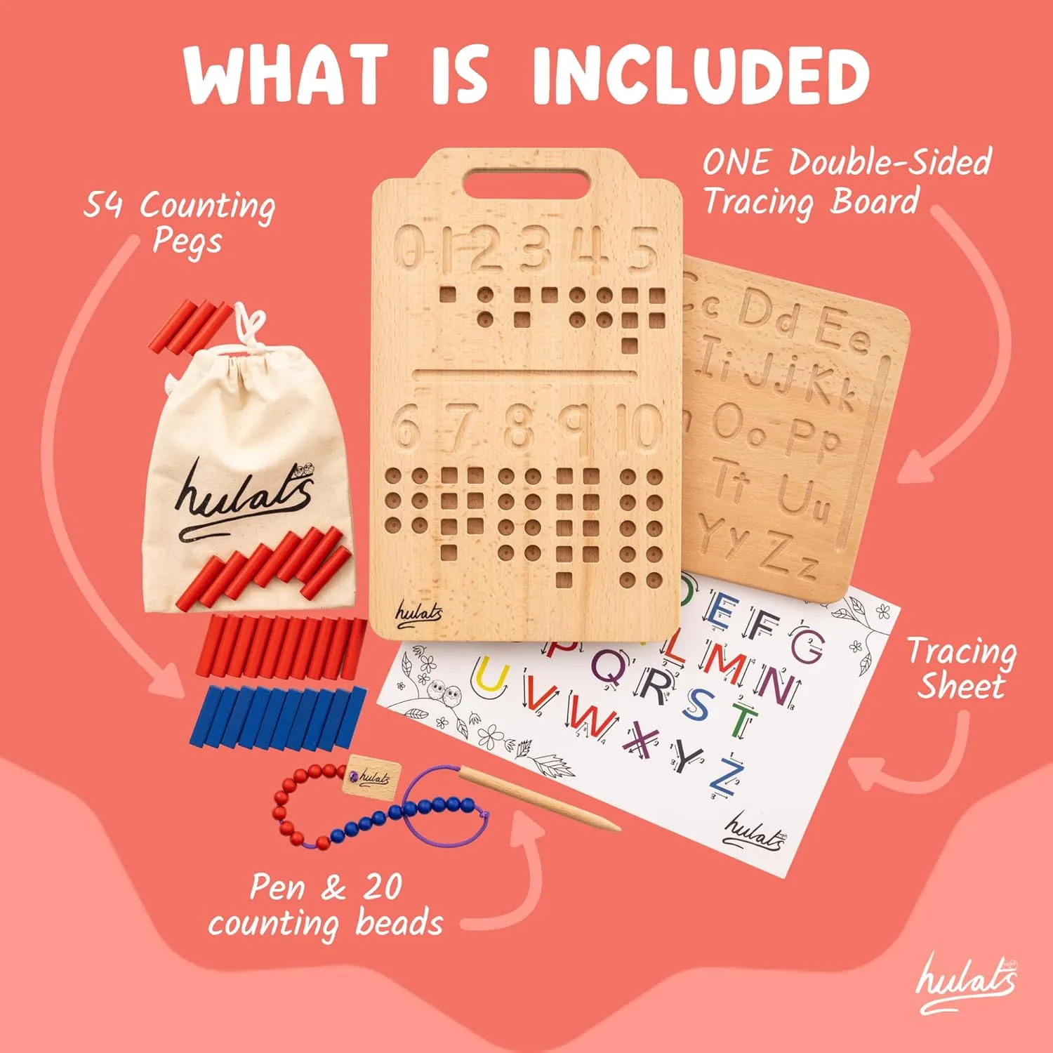 Montessori Counting Peg Board - Number & Letter Tracing Board - Wooden Montessori Alphabet & Counting Toys Toddlers 3  Years Old - Alphabet Learning   Education Home Schooling Materials Pre-K