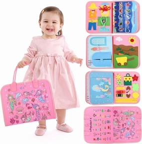 Montessori Busy Board 2 3 4 Year Old Toddlers Girl Toys: Preschool Learning Activity Baby Quiet Book Birthday Gifts Easter Basket Stuffers Classroom Game Autism Educational Travel Toy 12 18 Months