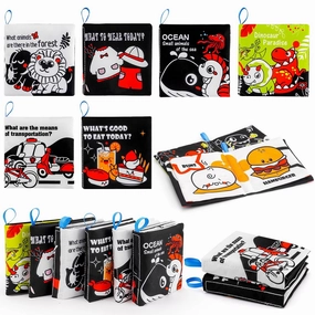 Montessori Soft Baby Books Toys for 0-6 Months & 6-12 Months,Indestructible High Contrast Black and White Baby Book Toys-Crinkle for Newbo,Promote Tummy Time,Infant Baby Boy Girl Gifts
