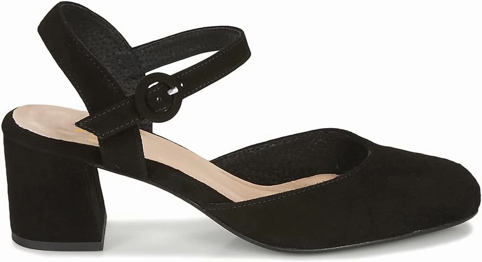 MOOMMO Women Slingback Low Chunky Heels Pumps Shoes Ankle Strap Closed Round Toe Dress Sandals Cutout Backless 2" Block Heel Dress Shoe Suede for Office Lady Wedding Party Comfortable Spring 4-11 M US