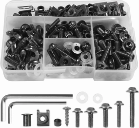 Motorcycle Fairing Bolt Kit,Car Accessories Fairing Bolt Kit,177 PCS Motorcycle Fairing Cowling Screws Bolts,Aluminum Fairing Bolts Nut Clips Kit,Suitable for Most Sports Motorcycles