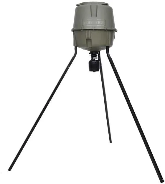 Moultrie 30-Gallon Deer Feeder Tripod Quick-Lock Hopper System - Digital Timer Control - 200 lb Feed Capacity - Durable Polymer Build - Metal Spin Plate