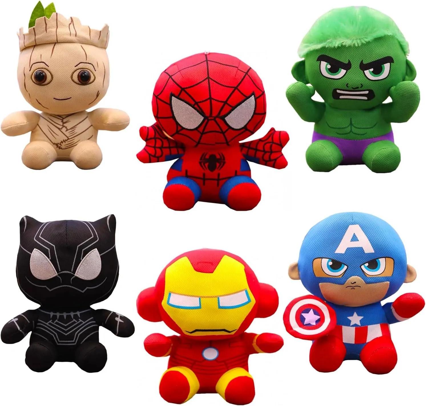 Movie Superhero Plush Toys Characters Perfect for Themed Parties for Kids Ages 3 and Up (Superhero 6 Pcs 20cm)