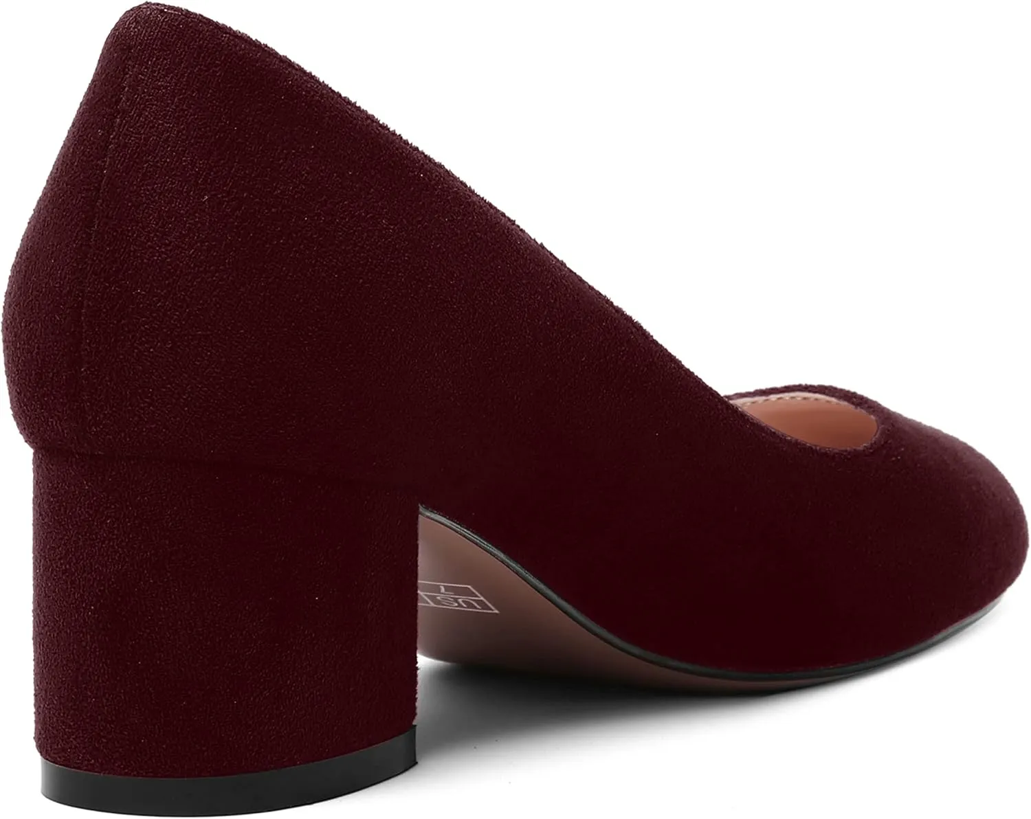 MOVINSTEPS Womens Office Dress Suede Slip On Round Toe Chunky Low Heel Pumps Shoes 2 Inch