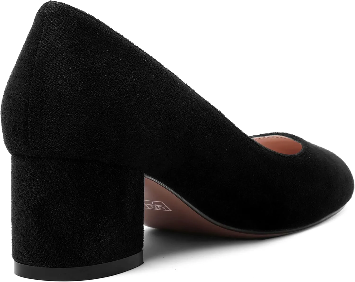 MOVINSTEPS Womens Office Dress Suede Slip On Round Toe Chunky Low Heel Pumps Shoes 2 Inch