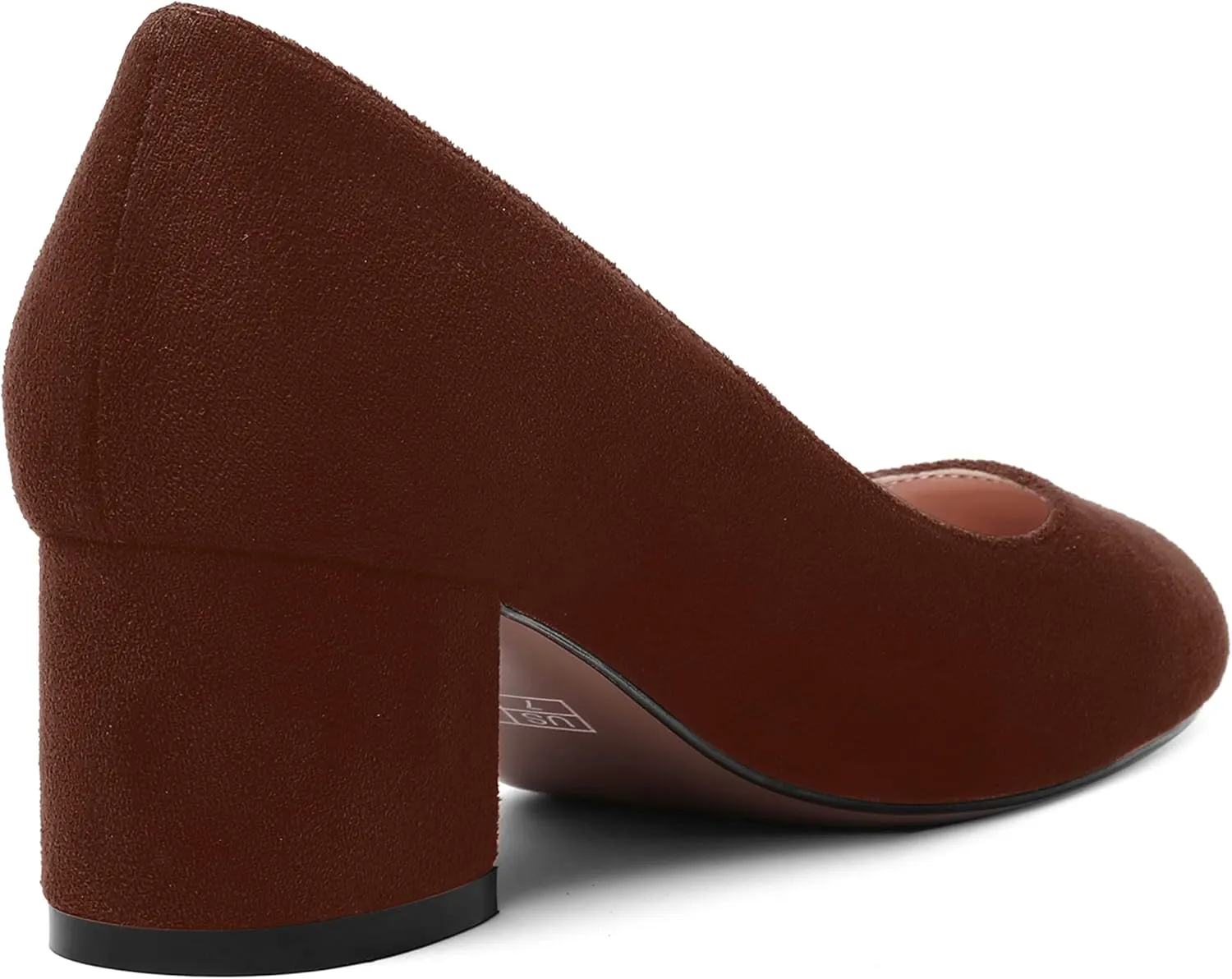 MOVINSTEPS Womens Office Dress Suede Slip On Round Toe Chunky Low Heel Pumps Shoes 2 Inch