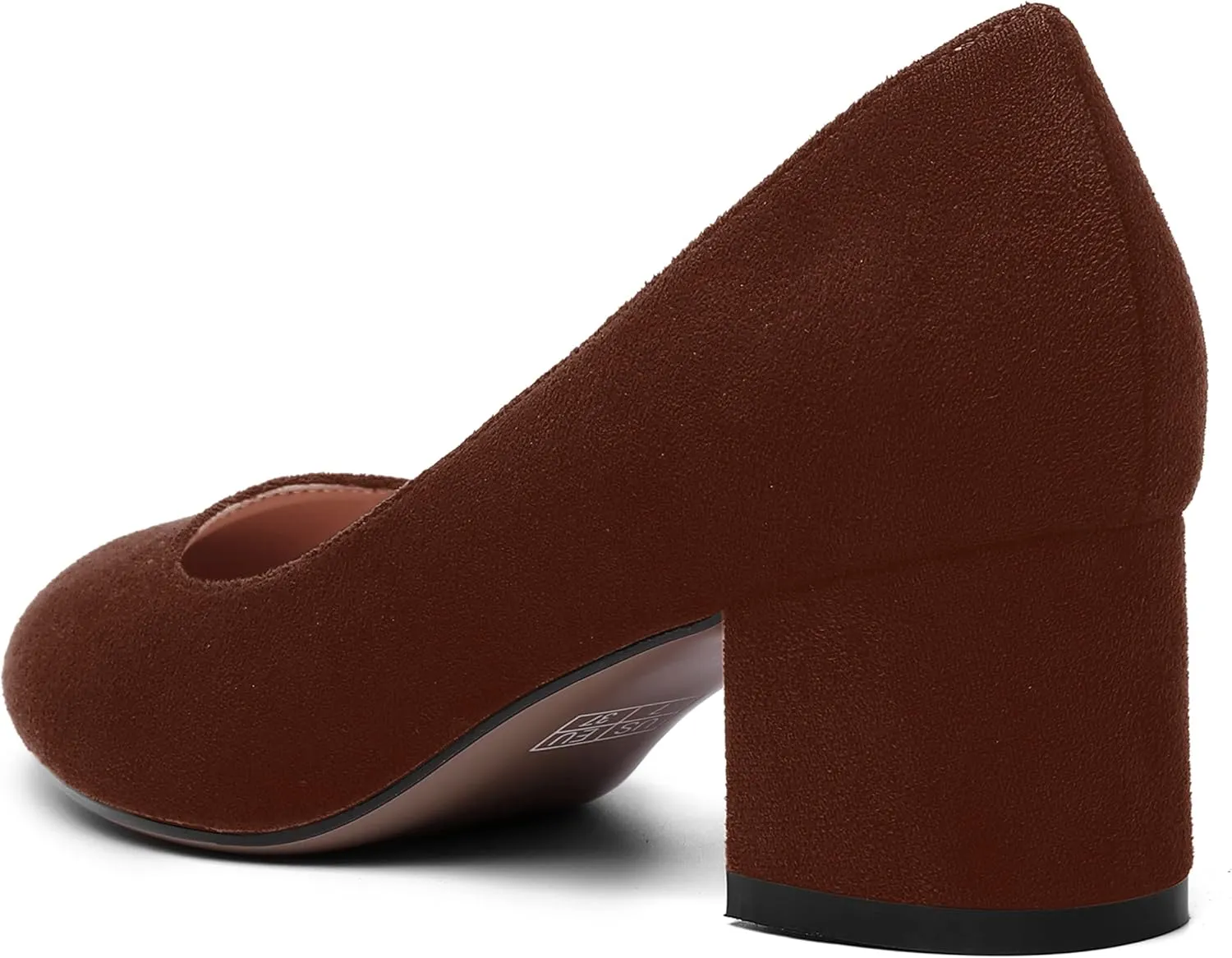 MOVINSTEPS Womens Office Dress Suede Slip On Round Toe Chunky Low Heel Pumps Shoes 2 Inch