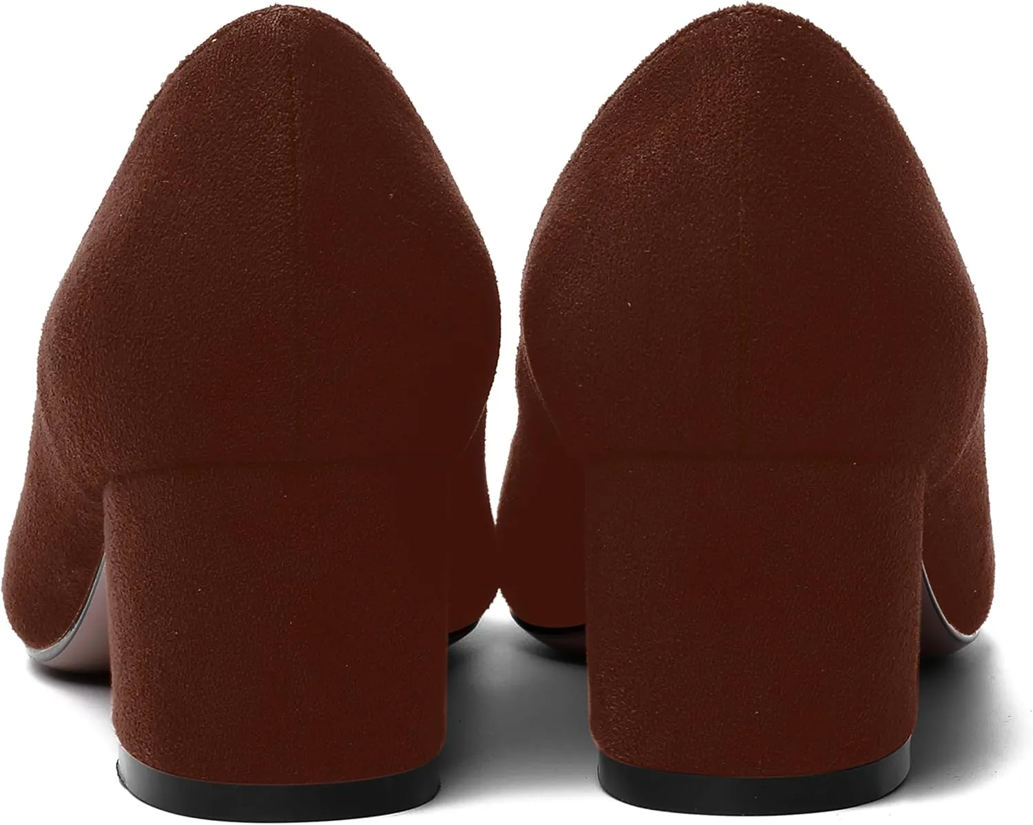 MOVINSTEPS Womens Office Dress Suede Slip On Round Toe Chunky Low Heel Pumps Shoes 2 Inch