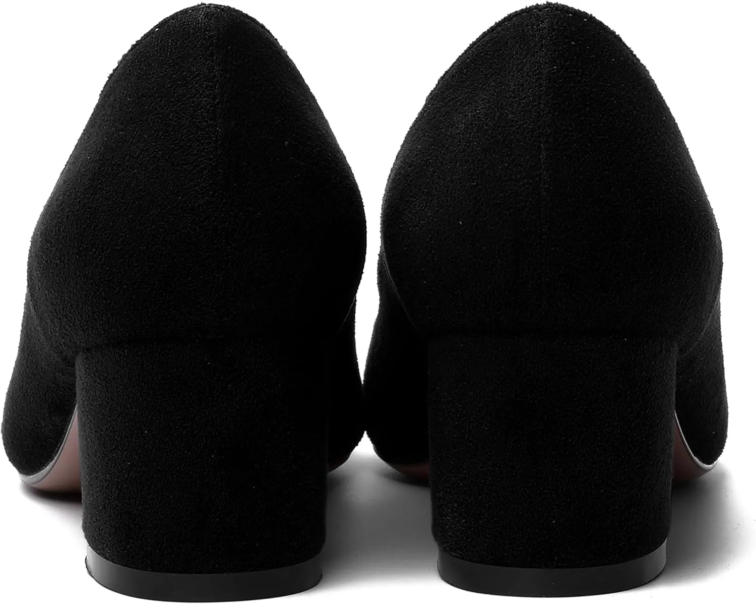 MOVINSTEPS Womens Office Dress Suede Slip On Round Toe Chunky Low Heel Pumps Shoes 2 Inch