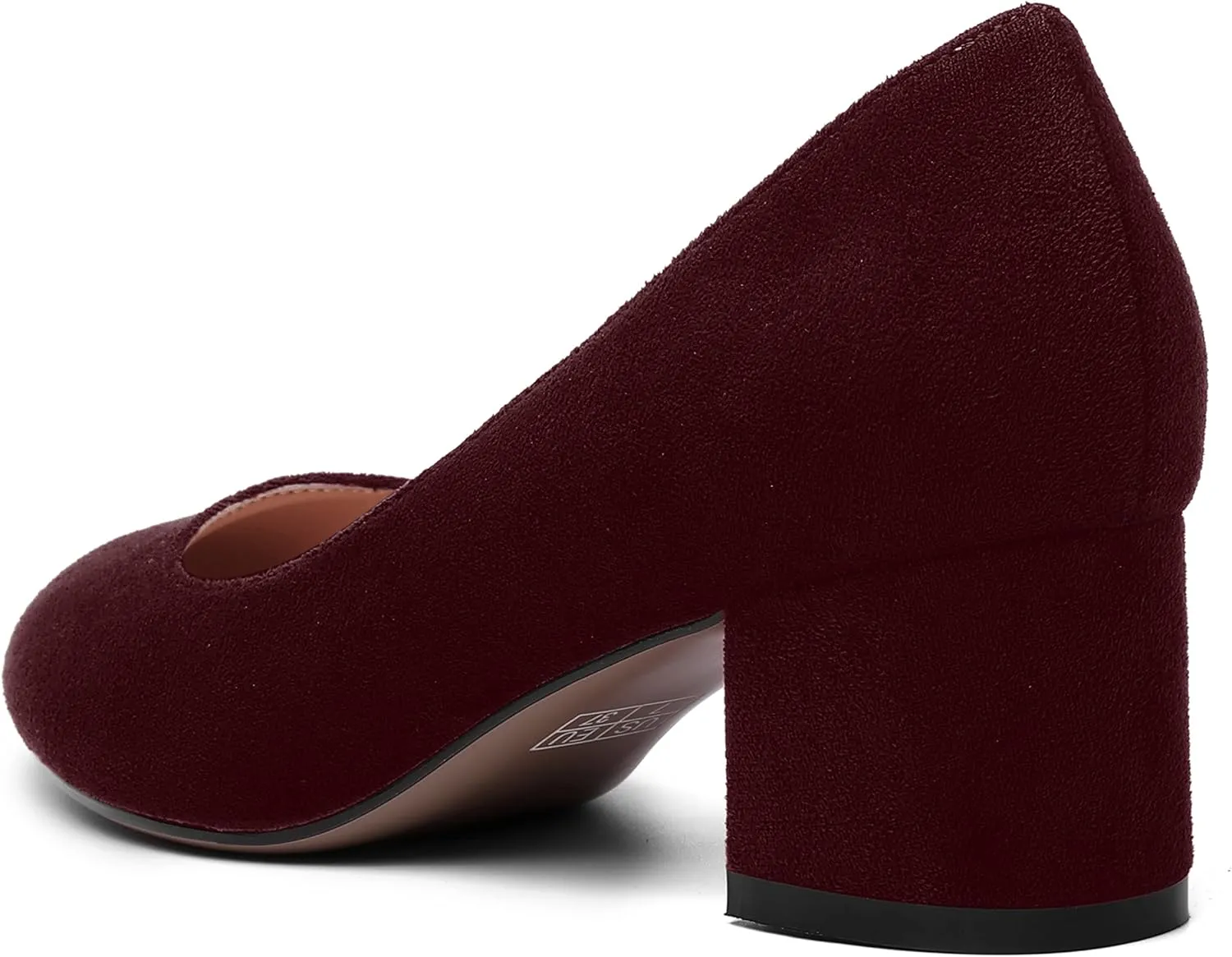 MOVINSTEPS Womens Office Dress Suede Slip On Round Toe Chunky Low Heel Pumps Shoes 2 Inch