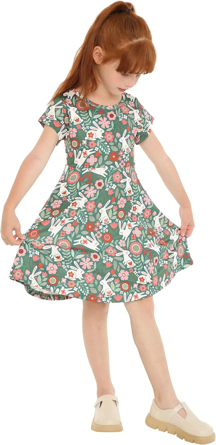 Mud Kingdom Little Girls Twirly Skater Dress for School Party Summer A-Line