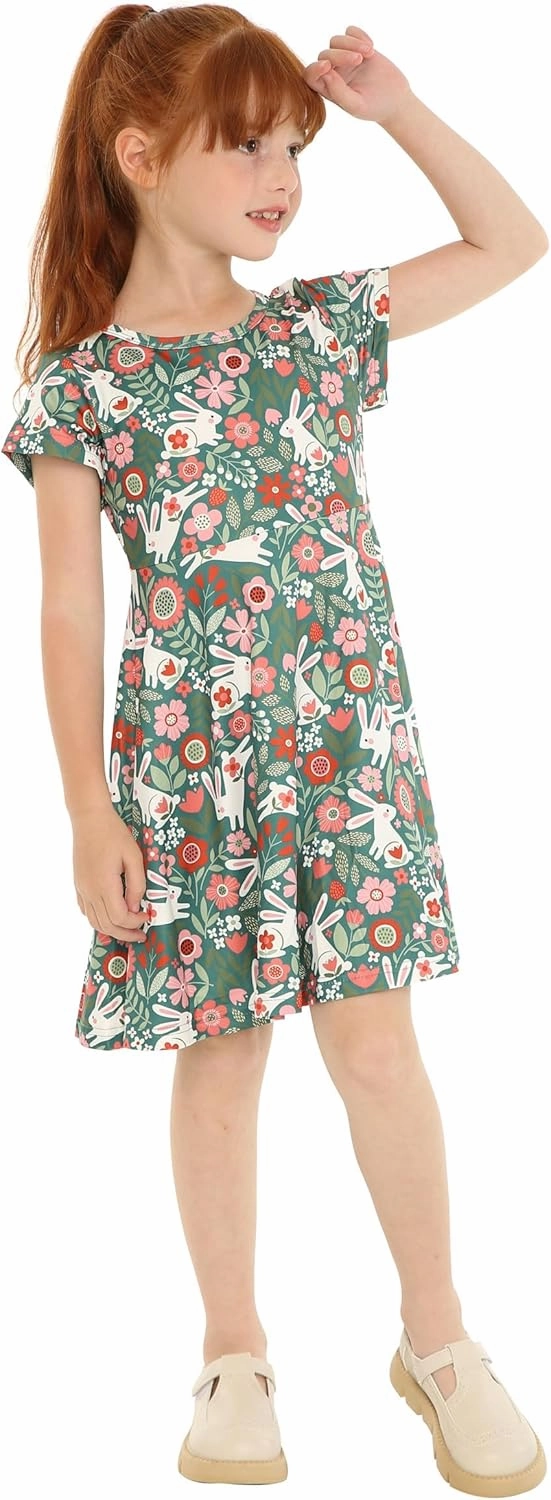 Mud Kingdom Little Girls Twirly Skater Dress for School Party Summer A-Line