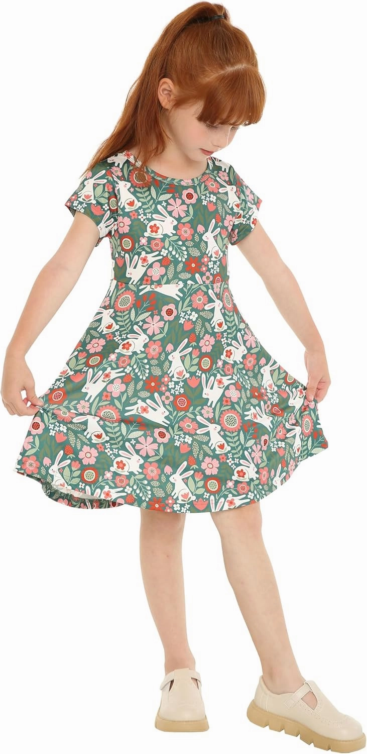Mud Kingdom Little Girls Twirly Skater Dress for School Party Summer A-Line