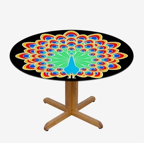 Multicolor Round Fitted Tablecloth Floral Colorful Wings Artwork Proof Table Cloth Wipe Clean Table Cover for Indoor and Outdoor Colorful Fit for 40"-43" Table